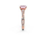Rose gold Fancy Pink Asscher Cut Diamond Solitaire Engagement Ring with Twisted Pavé Band and Four-Prong Setting_61