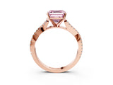 Rose gold Fancy Pink Asscher Cut Diamond Solitaire Engagement Ring with Twisted Pavé Band and Four-Prong Setting_62