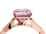 Rose gold Fancy Pink Asscher Cut Diamond Solitaire Engagement Ring with Twisted Pavé Band and Four-Prong Setting_63