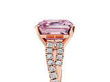 Rose gold Fancy Pink Asscher Cut Diamond Solitaire Engagement Ring with Twisted Pavé Band and Four-Prong Setting_64