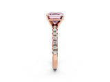 Rose gold Fancy Pink Asscher Cut Diamond Solitaire Pavé Engagement Ring with Round Band and Prong Setting_14