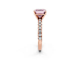 Rose gold Fancy Pink Asscher Cut Diamond Solitaire Pavé Engagement Ring with Round Band and Prong Setting_86