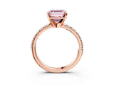 Rose gold Fancy Pink Asscher Cut Diamond Solitaire Pavé Engagement Ring with Round Band and Prong Setting_87