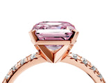 Rose gold Fancy Pink Asscher Cut Diamond Solitaire Pavé Engagement Ring with Round Band and Prong Setting_88