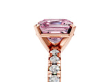Rose gold Fancy Pink Asscher Cut Diamond Solitaire Pavé Engagement Ring with Round Band and Prong Setting_89