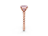 Rose gold Fancy Pink Asscher Cut Diamond Solitaire Ring with Beaded Band and Prong Setting_47