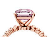 Rose gold Fancy Pink Asscher Cut Diamond Solitaire Ring with Beaded Band and Prong Setting_49