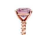 Rose gold Fancy Pink Asscher Cut Diamond Solitaire Ring with Beaded Band and Prong Setting_50