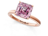 Rose gold Fancy Pink Asscher Cut Diamond Solitaire Ring with Classic Band and Four-Prong Setting_1