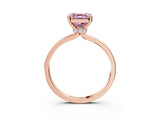 Rose gold Fancy Pink Asscher Cut Diamond Solitaire Ring with Classic Band and Four-Prong Setting_3