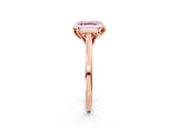 Rose gold Fancy Pink Asscher Cut Diamond Solitaire Ring with Flower Prong Setting and Classic Band_121