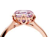 Rose gold Fancy Pink Asscher Cut Diamond Solitaire Ring with Flower Prong Setting and Classic Band_123