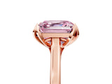 Rose gold Fancy Pink Asscher Cut Diamond Solitaire Ring with Flower Prong Setting and Classic Band_17