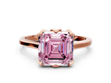Rose gold Fancy Pink Asscher Cut Diamond Solitaire Ring with Flower Prong Setting and Classic Band_36