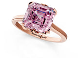 Rose gold Fancy Pink Asscher Cut Diamond Solitaire Ring with Flower Prong Setting and Classic Band_37