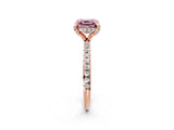 Rose gold Fancy Pink Asscher Cut Diamond Solitaire Ring with Four-Prong Setting and Pavé Band_5
