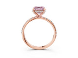 Rose gold Fancy Pink Asscher Cut Diamond Solitaire Ring with Four-Prong Setting and Pavé Band_6