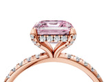 Rose gold Fancy Pink Asscher Cut Diamond Solitaire Ring with Four-Prong Setting and Pavé Band_7