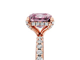 Rose gold Fancy Pink Asscher Cut Diamond Solitaire Ring with Four-Prong Setting and Pavé Band_8