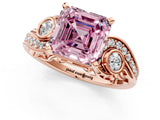 Rose gold Fancy Pink Asscher Cut Diamond Solitaire Ring with Milgrain Pavé Band and Four-Prong Setting_18