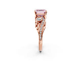 Rose gold Fancy Pink Asscher Cut Diamond Solitaire Ring with Milgrain Pavé Band and Four-Prong Setting_19