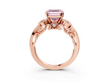 Rose gold Fancy Pink Asscher Cut Diamond Solitaire Ring with Milgrain Pavé Band and Four-Prong Setting_20
