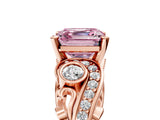 Rose gold Fancy Pink Asscher Cut Diamond Solitaire Ring with Milgrain Pavé Band and Four-Prong Setting_22