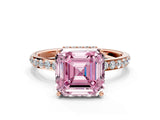 Rose gold Fancy Pink Asscher Cut Diamond Solitaire Ring with Pavé Band and Hidden Halo_20
