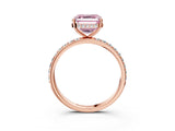 Rose gold Fancy Pink Asscher Cut Diamond Solitaire Ring with Pavé Band and Hidden Halo_23