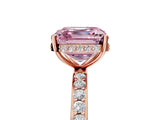 Rose gold Fancy Pink Asscher Cut Diamond Solitaire Ring with Pavé Band and Hidden Halo_25