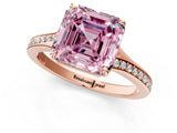 Rose gold Fancy Pink Asscher Cut Diamond Solitaire Ring with Pavé Band and Prong Setting_13