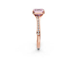 Rose gold Fancy Pink Asscher Cut Diamond Solitaire Ring with Pavé Band and Prong Setting_14