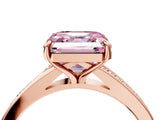 Rose gold Fancy Pink Asscher Cut Diamond Solitaire Ring with Pavé Band and Prong Setting_16