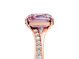 Rose gold Fancy Pink Asscher Cut Diamond Solitaire Ring with Pavé Band and Prong Setting_17