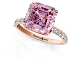 Rose gold Fancy Pink Asscher Cut Diamond Solitaire Ring with Pave Band and Four Prong Setting_35