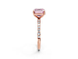 Rose gold Fancy Pink Asscher Cut Diamond Solitaire Ring with Pave Band and Four Prong Setting_36