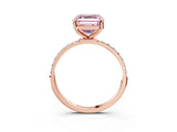 Rose gold Fancy Pink Asscher Cut Diamond Solitaire Ring with Pave Band and Four Prong Setting_37