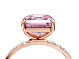 Rose gold Fancy Pink Asscher Cut Diamond Solitaire Ring with Pave Band and Four Prong Setting_38
