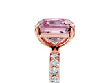 Rose gold Fancy Pink Asscher Cut Diamond Solitaire Ring with Pave Band and Four Prong Setting_39