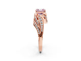 Rose gold Fancy Pink Asscher Cut Diamond Solitaire Ring with Prong Setting and Twisted Pavé Band_2