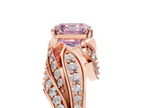 Rose gold Fancy Pink Asscher Cut Diamond Solitaire Ring with Prong Setting and Twisted Pavé Band_5