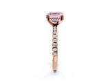 Rose gold Fancy Pink Asscher Cut Diamond Solitaire Ring with Round  Pavé Band and Four-Prong Setting_38