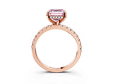 Rose gold Fancy Pink Asscher Cut Diamond Solitaire Ring with Round  Pavé Band and Four-Prong Setting_39