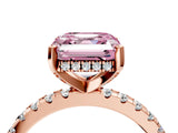 Rose gold Fancy Pink Asscher Cut Diamond Solitaire Ring with Round  Pavé Band and Four-Prong Setting_40