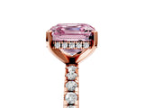Rose gold Fancy Pink Asscher Cut Diamond Solitaire Ring with Round  Pavé Band and Four-Prong Setting_41