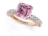 Rose gold Fancy Pink Asscher Cut Diamond Solitaire Ring with Shared Prong Pavé Band and Four-Prong Setting_21