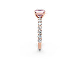 Rose gold Fancy Pink Asscher Cut Diamond Solitaire Ring with Shared Prong Pavé Band and Four-Prong Setting_22