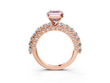 Rose gold Fancy Pink Asscher Cut Diamond Solitaire Ring with Shared Prong Pavé Band and Four-Prong Setting_23