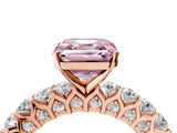 Rose gold Fancy Pink Asscher Cut Diamond Solitaire Ring with Shared Prong Pavé Band and Four-Prong Setting_24