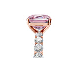 Rose gold Fancy Pink Asscher Cut Diamond Solitaire Ring with Shared Prong Pavé Band and Four-Prong Setting_25